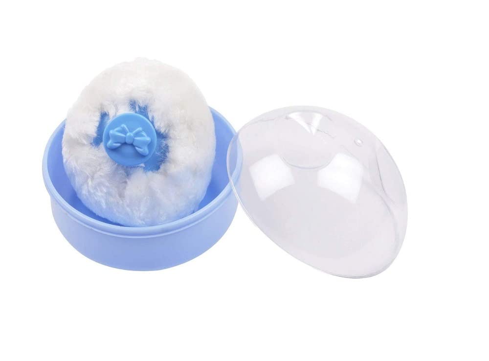 Qualimate Baby Powder Puff Box for Baby Talcum Powder Container for