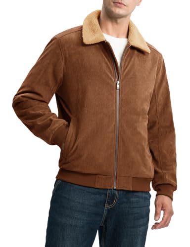 Rdruko Men's Corduroy Fleece Jacket Thick Sherpa Lined Jacket Warm Winter Turn-Down Collar Full Zip Jacket2