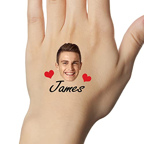 Yescustom Personalized Temporary Tattoos With Name Red Heart Custom Fake Face Tattoo With Photo For Women Men Birthday Bachelorette Wedding Party Paper 1 Set Of 15 Pieces #TOP2