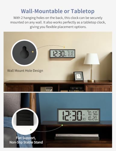 Digital Alarm Clock Battery Operated, 8.5″ Wireless Digital Wall Clock - Image 5