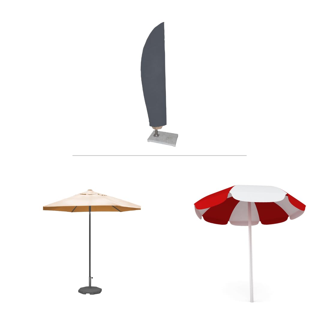 Home Source Waterproof Parasol Cover – Durable UV Resistant 130g PE Knitting Cloth with Drawstring Closure, Fits Large & Jumbo Parasols, Weatherproof Protection