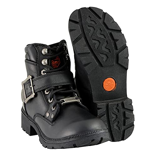 Milwaukee Leather MBL9310 Botas femininas de couro preto com cadarço - 42