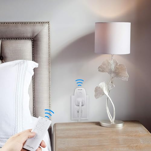 Tiffcofio Indoor Remote Control Outlet, Wireless Remote Light Switch, 100FT Range, 3 Outlets+1 Remote, Simultaneously Control, ETL Listed