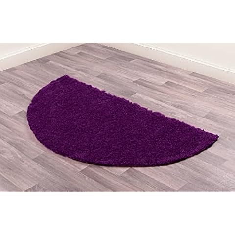 LordofRugs Retro Shaggy Half Moon Semi Circle Door Mat Rug 70 x 140 cm (2'3''x4'7'') (Plum) Cover