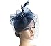 Focupaja Fascinators Hats Women Pillbox Hat with Mesh Veil Feathers Derby Headband Wedding Headwear Tea Party Hair Clip 20s 50s Top Hat W4-48-Navy blue