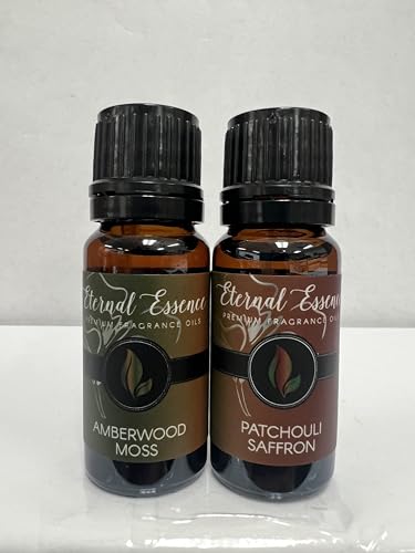 Image of Eternal Essence Oils 2 Pack 10ml Premium Fragrance Oil - Amberwood Moss & Patchouli Saffron - for Candle, Soap Making, Aromatherapy, Diffusers, Home Care, & Humidifiers