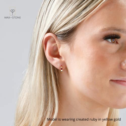 14K White Gold Round Swiss Blue Topaz Small Huggie Hoop Earrings For Women With Channel Set And 2.5Mm February Birthstone By Max + Stone #TOP1