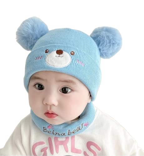 REFFER Kids Winter caps Unisex Beanie Neck Warmer Set fit for 3 Months – 4 Years Old Toddler Kids Winter Caps for Kids Boy’s and Girl’s Free Size