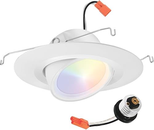 Juno RB56AC RGBW MW M6 RetroBasic Connect - Lámpara LED ajustable, color dinámico rojo, verde, azul, blanco, incluye adaptador de enchufe E26,