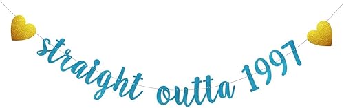 Straight Outta - Cartel de 1997, pre-encordado, no requiere montaje, divertidas decoraciones de papel azul con purpurina para fiesta de cumpleaños
