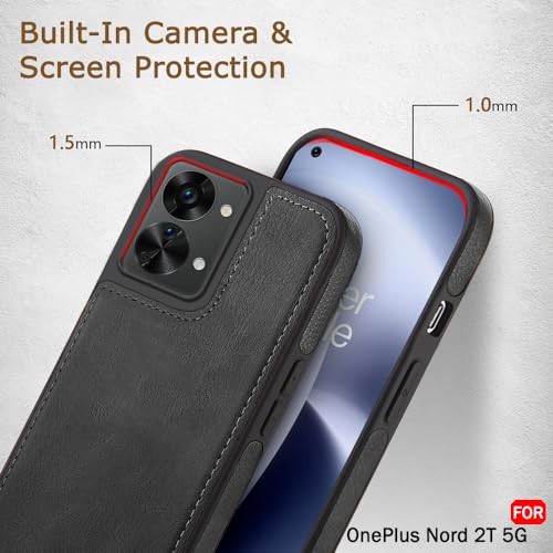 Image of TheGiftKart Genuine Leather Finish Back Case for OnePlus Nord 2T 5G | ShockProof Design | Raised Edges for Camera & Screen Protection | Stunning Minimalist Case Compatible with OnePlus Nord 2T (Black)