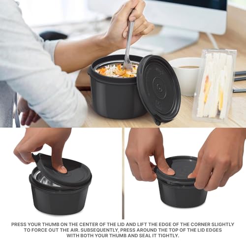 Image of PRESCO Stainless Steel Teso Container Set | Microwave Safe and Dishwasher Safe Food Storage Bowls with Airtight Lids | Leak-Resistant Lunch Bowls (Set of 3) (Black)