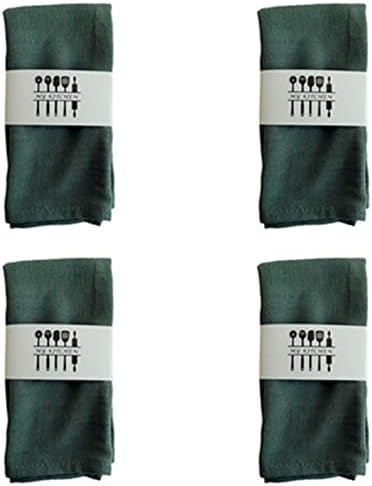 ZOYIEP 6 Fabric Napkins, Linen Napkins with Hemstitch 40 x 40 cm Fabric Napkins, Linen Napkins, 100% Cotton and Linen Napkins Fabric (Dark Green)