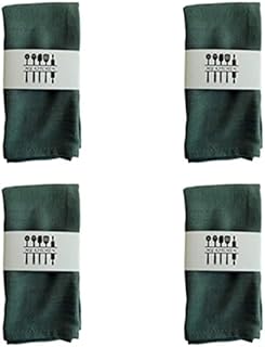 ZOYIEP 6 Fabric Napkins, Linen Napkins with Hemstitch 40 x 40 cm Fabric Napkins, Linen Napkins, 100% Cotton and Linen Napkins Fabric (Dark Green)