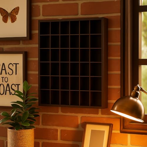 Jumbl Wood Shot Glass Wall Curio Display case - Black…