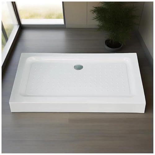 Bandeja rectangular de base de ducha con superficie antideslizante y drenaje a prueba de fugas, moderno kit de bandeja de ducha de baño