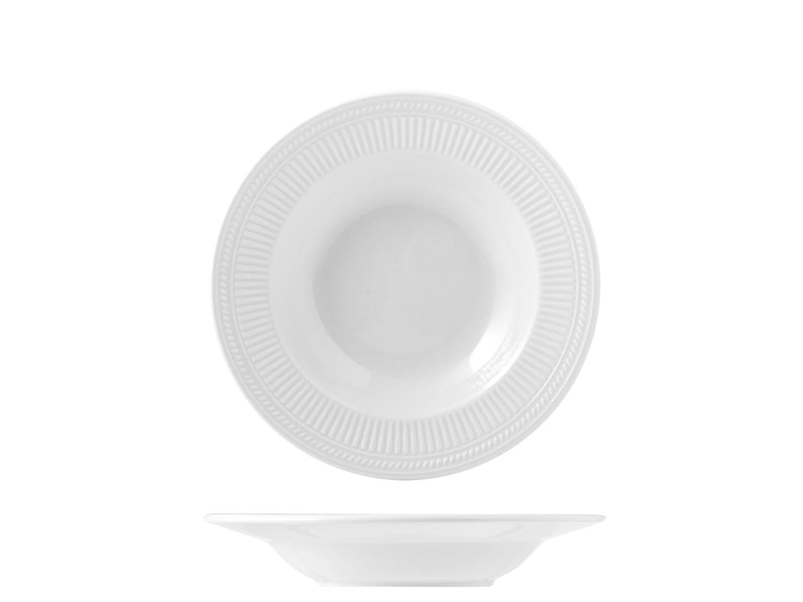 H&H Set 6 Piatti Fondi Dorique – Ø22 cm – Piatti in Porcellana Eleganti e Resistenti – Ideali per Zuppe, Minestre e Primi Piatti – Lavabili in Lavastoviglie e Microonde