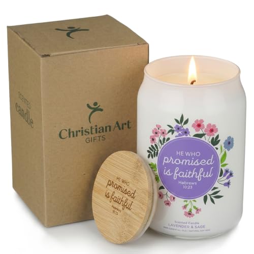 Image of Christian Art Gifts Lavender & Sage Scented Candle: Soy Wax, Bible Verse