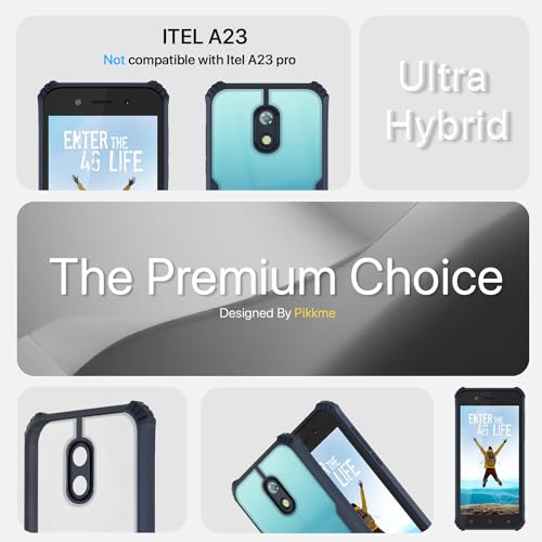 Image of Pikkme itel A23 Back Cover | Crystal Clear Transparent Back | Ultra Hyrbid | Full Camera Protection | Raised Edge | Bumper Back Case (Blue)