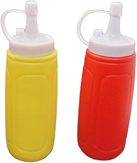 2 pc Squeezable Picnic Condiment 8 oz. Squeeze Dispenser Storage Bottles - Great for Ketchup Mustard and BBQ Sauce! (1 set (2 bottles))