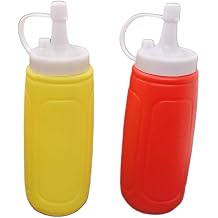 Handy Housewares 2 pc Squeezable Picnic Condiment 8 oz. Squeeze Dispenser Storage Bottles - Great for Ketchup Mustard and BBQ Sauce! 1 set 2 bottles