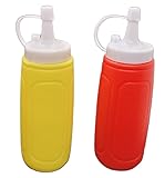 Handy Housewares 2 pc Squeezable Picnic Condiment 8 oz. Squeeze Dispenser Storage Bottles - Great for Ketchup Mustard and BBQ Sauce! (1 set (2 bottles))