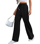 Bellcoco Wide Leg Sweatpants Women High Waisted Baggy Sweat Pants Active Striped Track Pants with...