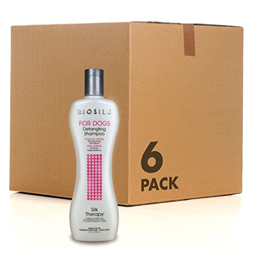 BioSilk for Dogs Silk Therapy Detangling Dog Shampoo, 12 Fl Oz, 6-Pack