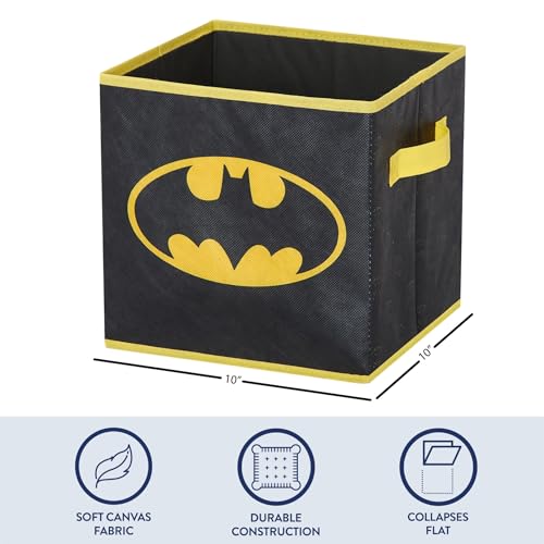 Image of Batman Kids Storage Cubes, 2 Pack Foldable Fabric Bins with Handles, Collapsible Organizer Boxes for Bedroom, Playroom & Nursery, Durable Kids Storage Solution