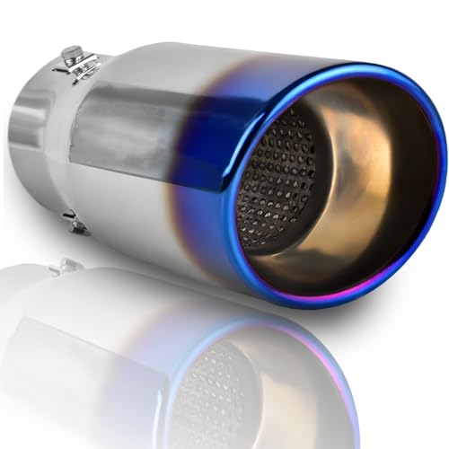 MuRealy 3 to 4 inch Blue Burnt Exhaust Tip 3 Inlet 4 Outlet 9 Overall Length Exhaust Tips for 1.5 -2.5 O.D. Exhaust Tailpipe Stainless Steel Rolled Edge Bolt on
