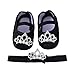 Baby Shoes with Hair Band Fashion Soft Soled Toddler Shoes Versatile Dress Flower Toddler Dress Shoes Girls Size 8 (Black, 4.5 Infant)