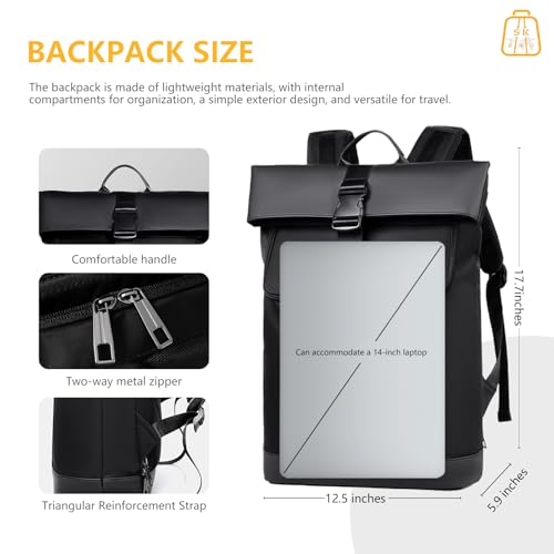 BSAKG Lightweight Laptop Backpack 17Inch for Women & Men Professional Business Computer Bag with Back Cushioning Carry on Waterproof Travel Computer Backpack Resistant Travel Work Citywalk Black