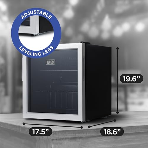 BLACK+DECKER 1.7 Cu. Ft. Beverage Cooler, Beverage Fridge with Double Pane Glass Door, Drink Fridge and Beverage Refrigerator with 63-Can Capacity for Home Bar, Home Office and More on Fridge.com