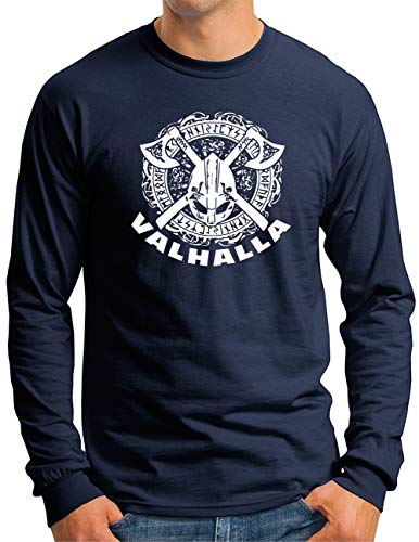 T-shirt Viking Valhalla OM3 finitions premium manches longues bleu