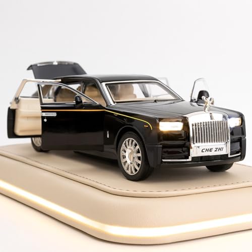 Image of Rolls Royce Phantom Model Car - 1:32 Scale Exclusive Alloy Die-Cast Toy with Pull-Back Action, Openable Doors, Lights & Music - Luxury Car Toy for Kids, Boys & Collectors (Black)