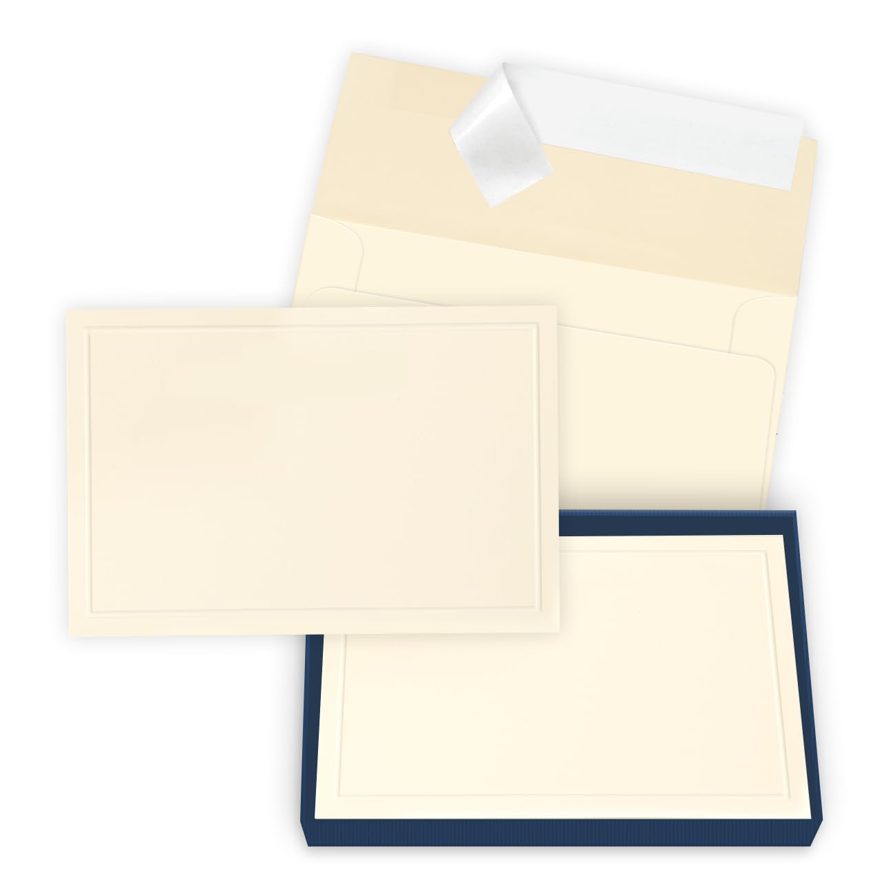The Gallery Collection, 15 Flat Single-Panel Blank Note Cards with Embossed Borders, Includes Sealfast Envelopes