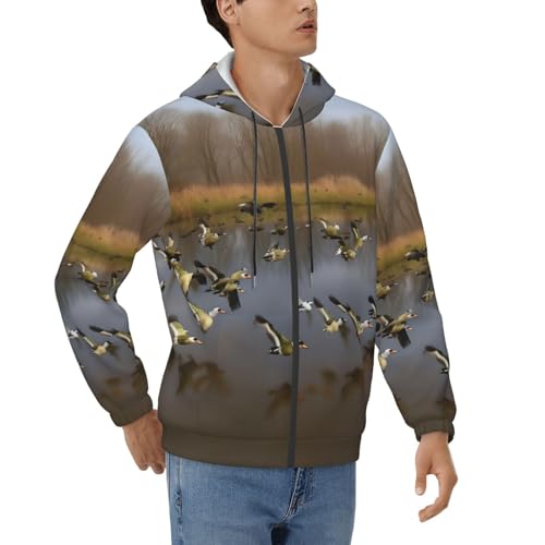 Sweat à capuche homme pour un confort thermique zippé imprimé canards
