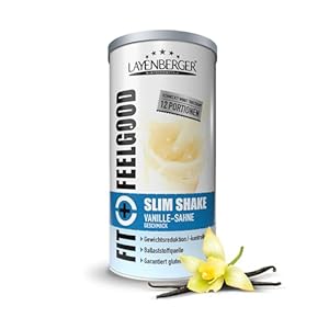 Layenberger Fit+Feelgood Slim Shake Powder, maaltijdvervanger voor 12 porties met elk 214 kcal (1 x 396 g) – vanille-room
