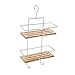 MSV 140610 - Portaoggetti per doccia, in metallo cromato e bambù, 25 x 11 x 38,5 cm
