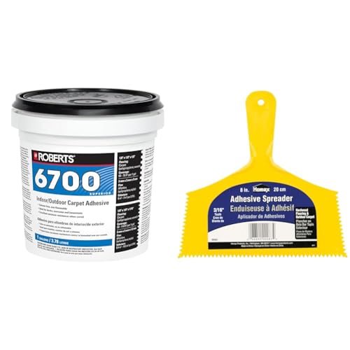 ROBERTS 6700-1 1 Gallon Indoor/Outdoor Carpet/Artificial Turf Adhesive & Homax Group Inc HOMAX Products 83 Outdoor Carpet Adhesive Spreader Notch, 8-Inch Wide