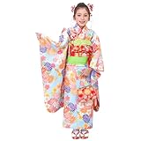 [KYOETSU] [キョウエツ] 七五三 着物 7歳 女の子 フルセット (着物、伊達衿、襦袢、結び帯、草履、帯揚げ、帯締め、扇子、志古貴、ビラ簪、はこせこ、バッグ、足袋、腰紐2本) (6.水花涼音)