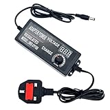JZK DC 3-12V 5A Adjustable Variable AC/DC Adapter Charger with LED Voltage Display, Universal Power Supply Transformer 60W Max 100-240V AC to DC Converter 3V 4V 4.5V 5V 6V 7V 8V 9V 10V 12V