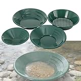 CDZHLTG Batea para Buscar Oro-Kit Profesional para Buscadores de Oro-Diseño Estriado de 90 °-para Búsqueda de Oro Aluvial,Geología y Aficionados-Kit de paneo de Oro de 4 Juegos (4 Tamaños)