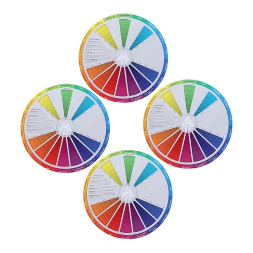 Gogogmee 4Pcs International Standard Gradient Color Wheel Color Learning Chart Flexible Paint Mixing Guide for Artists Students Watercolour Teaching Tool