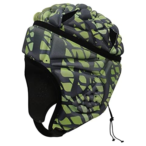 freneci Lightweight Soft Shell Rugby Helmet Two-Way Adjustable Padded Hat Headgear Soft Protective Helmet for Football, Hockey, Lacrosse - Green Cover