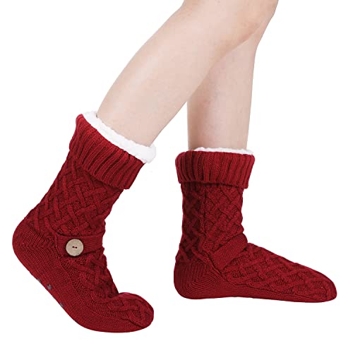 Image of Chassic Sherpa Lined Slipper Socks for Women, Non-Slip Cozy Winter House Socks, Soft Fuzzy Socks, Christmas Gifts for Women & Ladies Stocking Stuffers