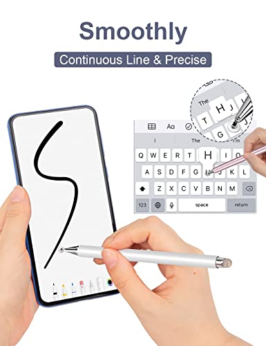 Stylus Pens For Touch Screens, Disc & Fiber Stylus With Magnetically Attached Cap（White + White & Rosegold） #TOP4