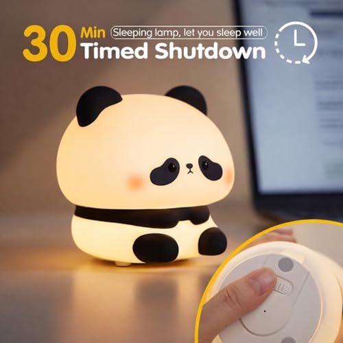 Image of One94Store Rechargeable Silicone Panda Night Lamp - 7-Color Touch LED Night Light for Kids & Bedroom, USB Table Lamp for Home Decor, Romantic Decor, Valentine Day Gift, Love Gift for Her, Couple Gift