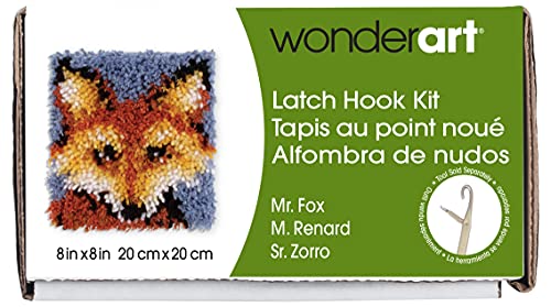 Image of Wonderart 426234 Mr Fox Yarn Latch-Hook Kit 8 inch X 8 inch100% Acrylic Machine Wash & Dry