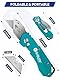 BIBURY Universalmesser, Universal Klappmesser, Tragbares Teppichmesser, Cuttermesser mit 10 Extra SK5 Edelstahlklingen, Easy Release Button, Gürtelclip, Quick Change, Für Teppich, Tapeten & Karton